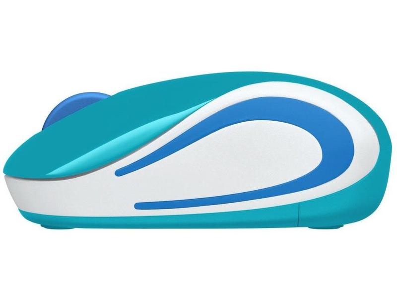 Mini Mouse sem Fio Logitech Laser 1000DPI 3 Botões M187 Aqua